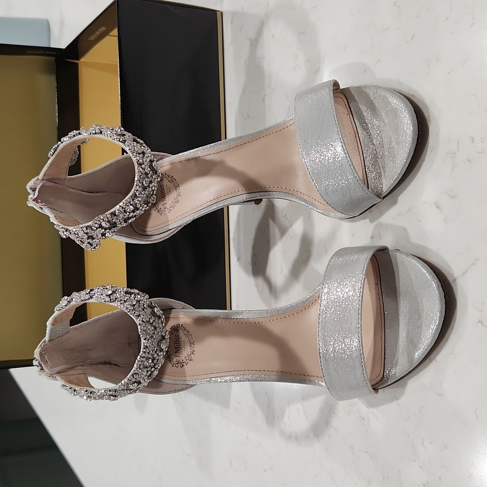 Elegant Silver Embellished Heels